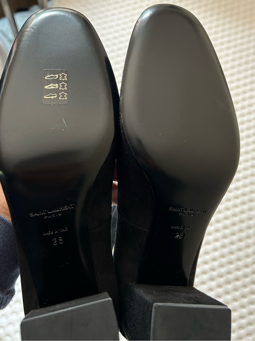 Saint Laurent Babies 70 Black Suede Double Strap Pumps EU 38 - Picture 5 of 10
